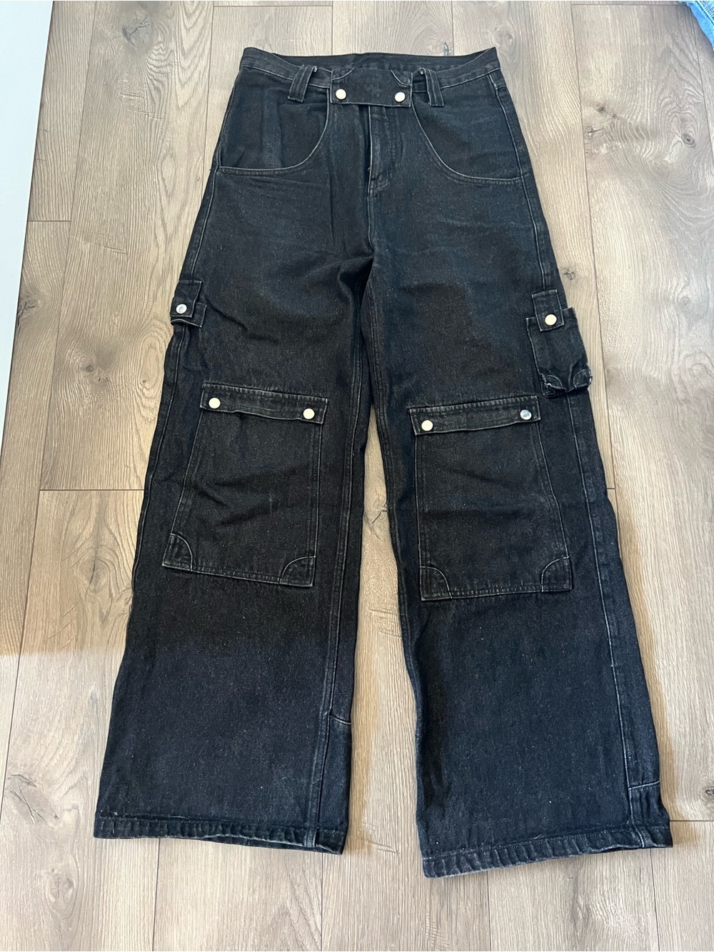 Liquid Lagoon skater wide-leg denim in black 32 x 32